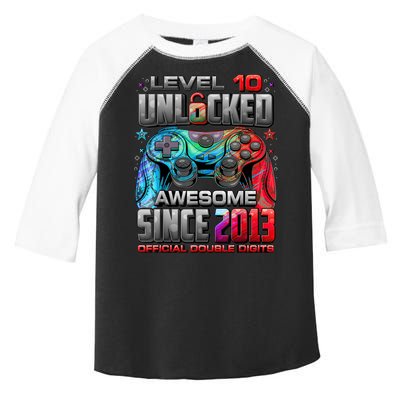 Level 10 Unlocked Awesome Since 2013 10th Birthday Gaming Toddler Fine Jersey T-Shirt