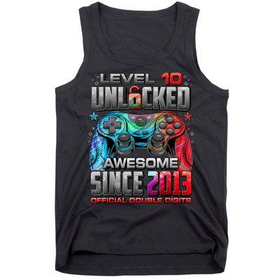 Level 10 Unlocked Awesome Since 2013 10th Birthday Gaming Tank Top