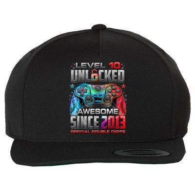 Level 10 Unlocked Awesome Since 2013 10th Birthday Gaming Wool Snapback Cap