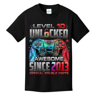 Level 10 Unlocked Awesome Since 2013 10th Birthday Gaming Kids T-Shirt