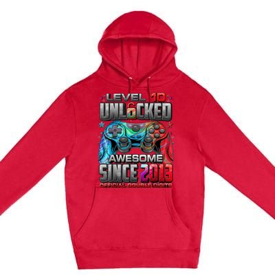 Level 10 Unlocked Awesome Since 2013 10th Birthday Gaming Premium Pullover Hoodie