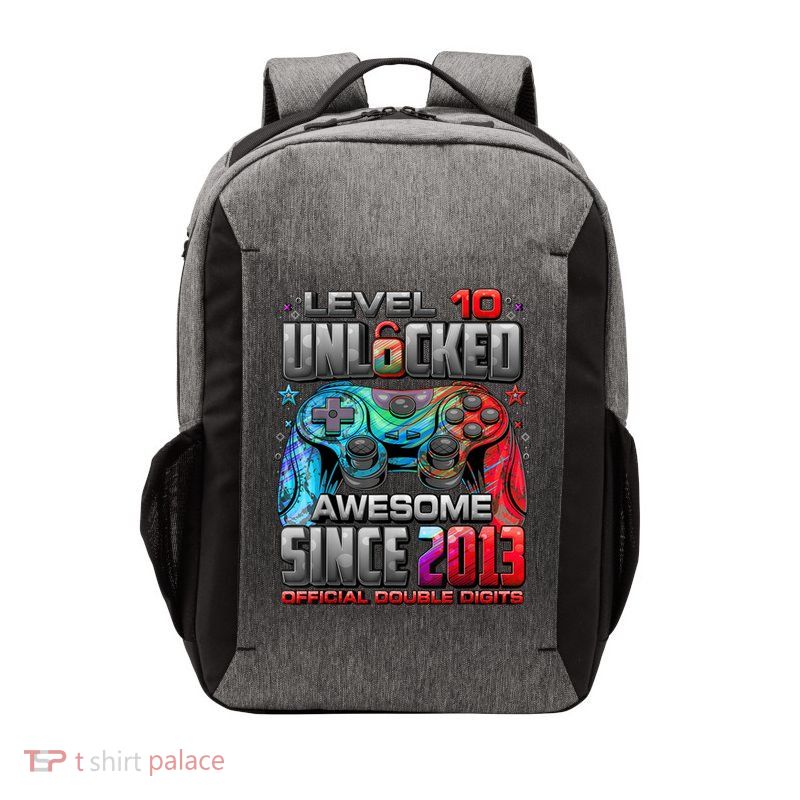 Level 10 Unlocked Awesome Since 2013 10th Birthday Gaming Vector Backpack