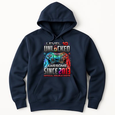 Level 10 Unlocked Awesome Since 2013 10th Birthday Gaming Hoodie