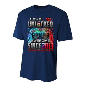 Level 10 Unlocked Awesome Since 2013 10th Birthday Gaming Performance Sprint T-Shirt