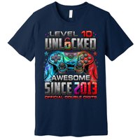 Level 10 Unlocked Awesome Since 2013 10th Birthday Gaming Premium T-Shirt