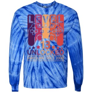 Level 13 Unlocked Birthday Gamer Cute Gift Tie-Dye Long Sleeve Shirt