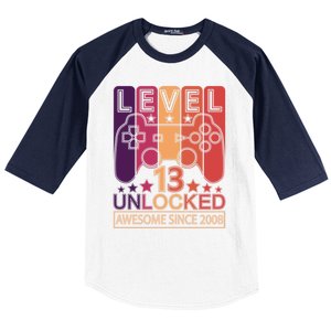 Level 13 Unlocked Birthday Gamer Cute Gift Baseball Sleeve Shirt