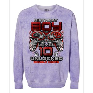 Level 10 Unlocked Awesome Since 2013 10th Birthday Gaming Colorblast Crewneck Sweatshirt