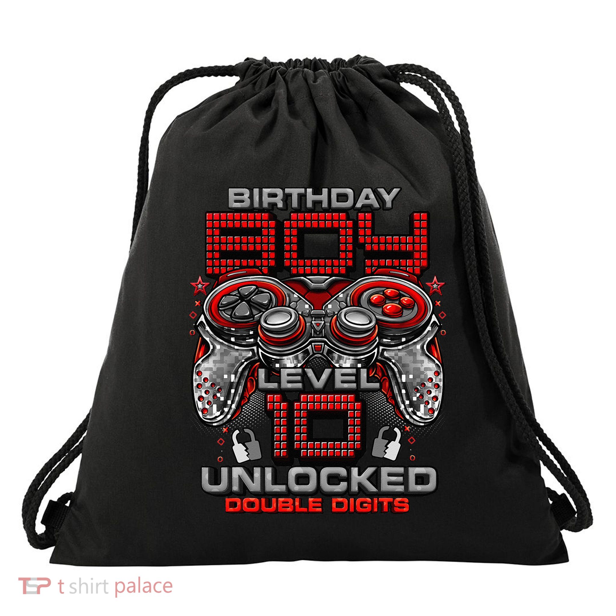 Level 10 Unlocked Awesome Since 2013 10th Birthday Gaming Drawstring Bag