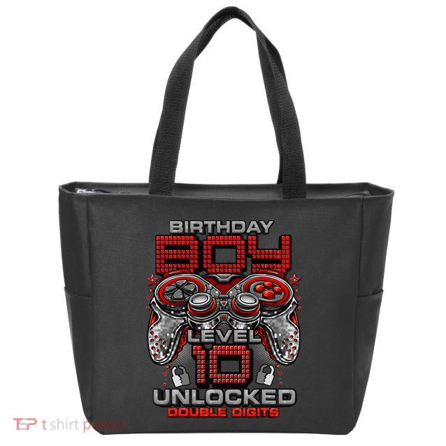 Level 10 Unlocked Awesome Since 2013 10th Birthday Gaming Zip Tote Bag