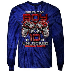 Level 10 Unlocked Awesome Since 2013 10th Birthday Gaming Tie-Dye Long Sleeve Shirt