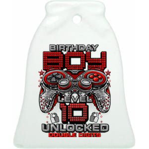 Level 10 Unlocked Awesome Since 2013 10th Birthday Gaming Ceramic Bell Ornament