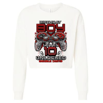 Level 10 Unlocked Awesome Since 2013 10th Birthday Gaming Cropped Pullover Crew