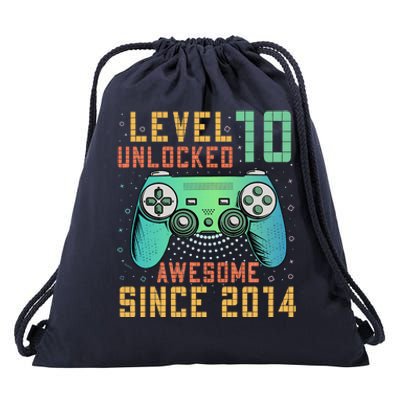 Level 10 Unlocked 10th Birthday 10 Year Old Gifts Gamer Bday Drawstring Bag