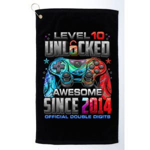 Level 10 Unlocked Awesome Since 2014 10th Birthday Gaming Platinum Collection Golf Towel