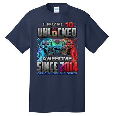 Level 10 Unlocked Awesome Since 2014 10th Birthday Gaming Tall T-Shirt