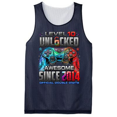 Level 10 Unlocked Awesome Since 2014 10th Birthday Gaming Mesh Reversible Basketball Jersey Tank