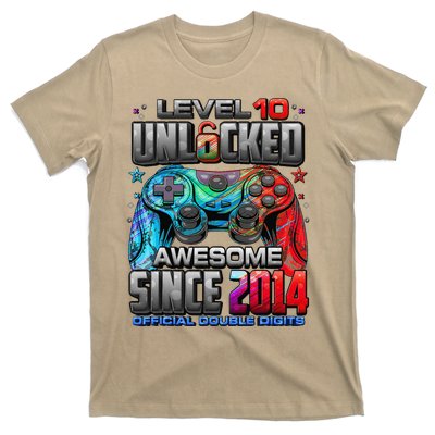 Level 10 Unlocked Awesome Since 2014 10th Birthday Gaming T-Shirt