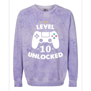 Level 10 Unlocked Video Games 10th Birthday Party Gift Idea Gift Colorblast Crewneck Sweatshirt