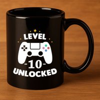 Level 10 Unlocked Video Games 10th Birthday Party Gift Idea Gift 11oz C Handle Ceramic Mug
