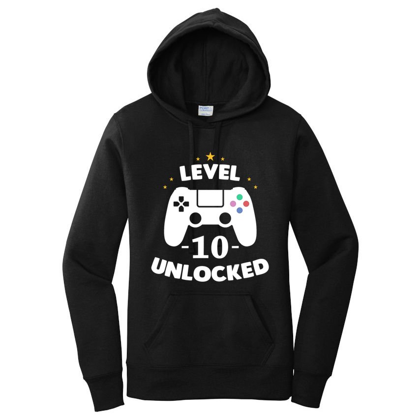 Level 10 Unlocked Video Games 10th Birthday Party Gift Idea Gift Women's Pullover Hoodie