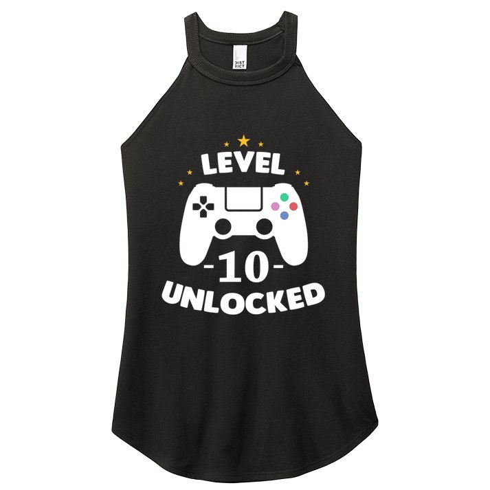 Level 10 Unlocked Video Games 10th Birthday Party Gift Idea Gift Women's Perfect Tri Rocker Tank