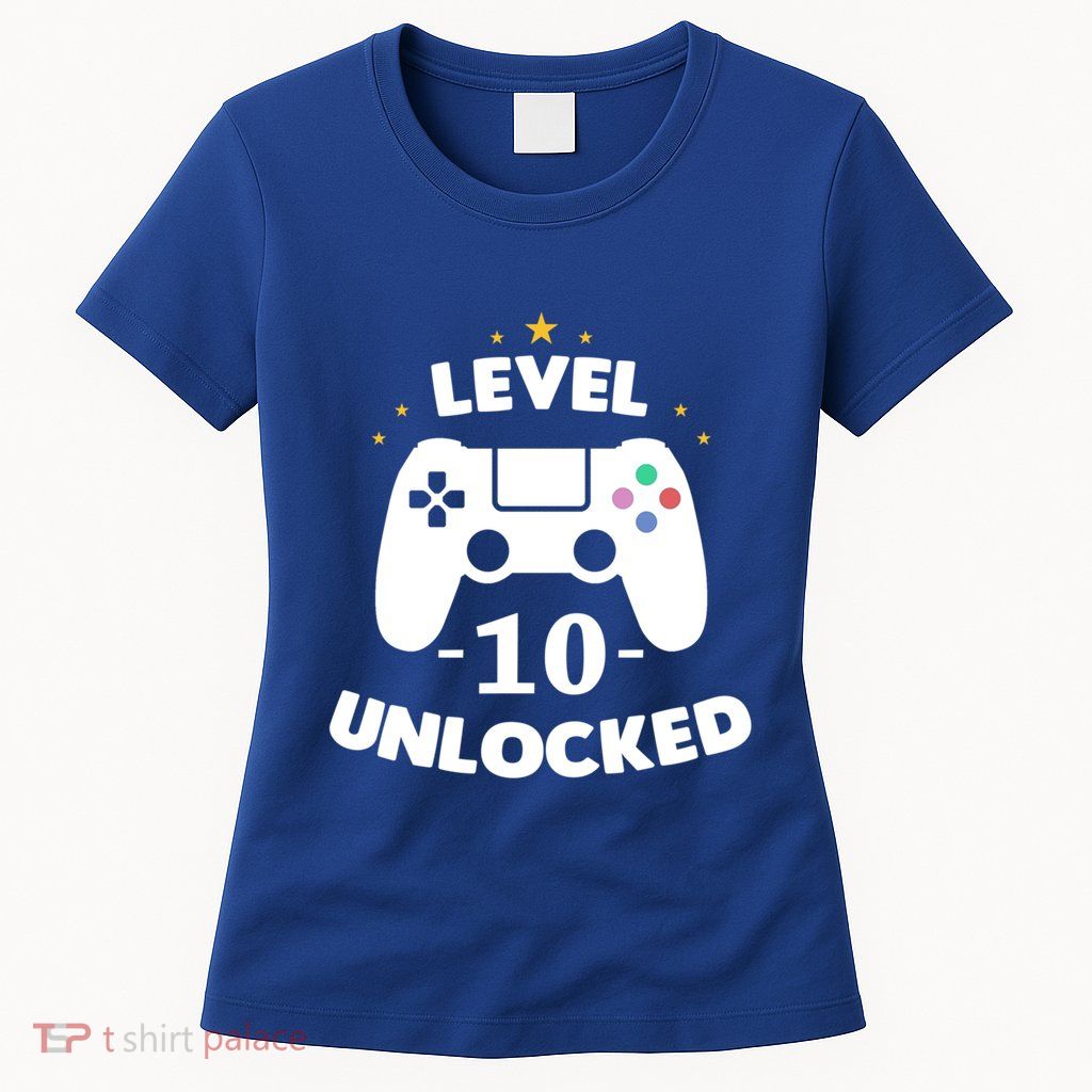 Level 10 Unlocked Video Games 10th Birthday Party Gift Idea Gift Womens T-Shirt
