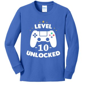 Level 10 Unlocked Video Games 10th Birthday Party Gift Idea Gift Kids Long Sleeve Shirt