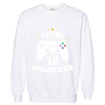 Level 10 Unlocked Video Games 10th Birthday Party Gift Idea Gift Garment-Dyed Sweatshirt