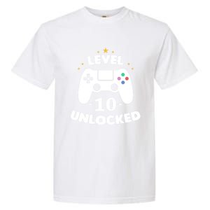 Level 10 Unlocked Video Games 10th Birthday Party Gift Idea Gift Garment-Dyed Heavyweight T-Shirt