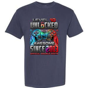 Level 10 Unlocked Awesome Since 2013 10th Birthday Gaming Garment-Dyed Heavyweight T-Shirt