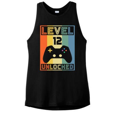 Level 12 Unlocked Video Gamer 12th Birthday Gaming Gift Ladies PosiCharge Tri-Blend Wicking Tank