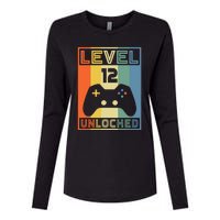 Level 12 Unlocked Video Gamer 12th Birthday Gaming Gift Womens Cotton Relaxed Long Sleeve T-Shirt