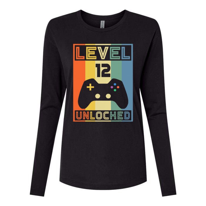 Level 12 Unlocked Video Gamer 12th Birthday Gaming Gift Womens Cotton Relaxed Long Sleeve T-Shirt