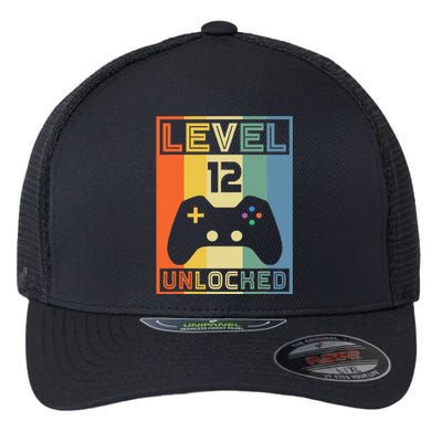 Level 12 Unlocked Video Gamer 12th Birthday Gaming Gift Flexfit Unipanel Trucker Cap