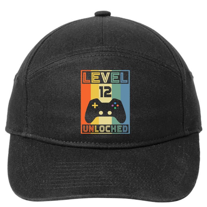 Level 12 Unlocked Video Gamer 12th Birthday Gaming Gift 7-Panel Snapback Hat