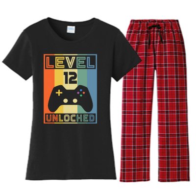 Level 12 Unlocked Video Gamer 12th Birthday Gaming Gift Women's Flannel Pajama Set