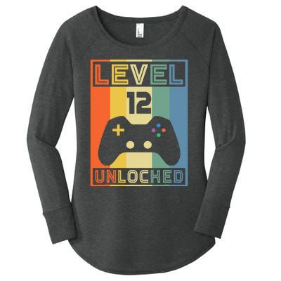 Level 12 Unlocked Video Gamer 12th Birthday Gaming Gift Women's Perfect Tri Tunic Long Sleeve Shirt