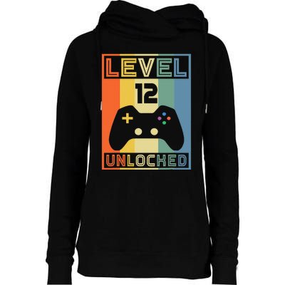 Level 12 Unlocked Video Gamer 12th Birthday Gaming Gift Womens Funnel Neck Pullover Hood