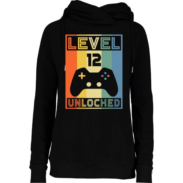 Level 12 Unlocked Video Gamer 12th Birthday Gaming Gift Womens Funnel Neck Pullover Hood