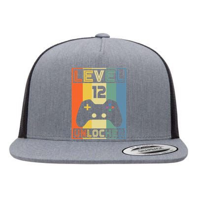 Level 12 Unlocked Video Gamer 12th Birthday Gaming Gift Flat Bill Trucker Hat