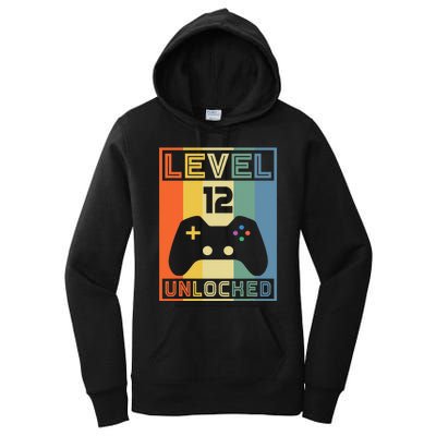 Level 12 Unlocked Video Gamer 12th Birthday Gaming Gift Women's Pullover Hoodie