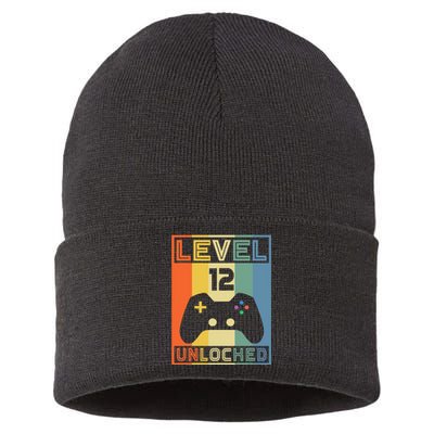 Level 12 Unlocked Video Gamer 12th Birthday Gaming Gift Sustainable Knit Beanie