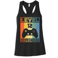 Level 12 Unlocked Video Gamer 12th Birthday Gaming Gift Women's Racerback Tank