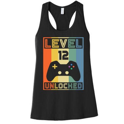 Level 12 Unlocked Video Gamer 12th Birthday Gaming Gift Women's Racerback Tank