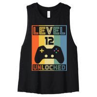 Level 12 Unlocked Video Gamer 12th Birthday Gaming Gift Women's Racerback Cropped Tank