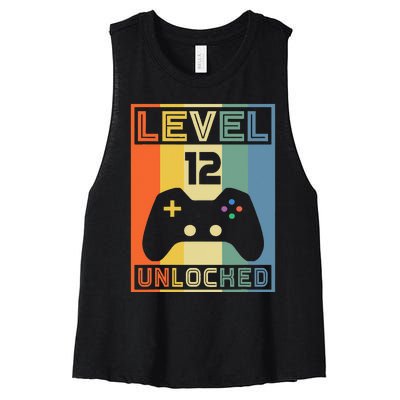 Level 12 Unlocked Video Gamer 12th Birthday Gaming Gift Women's Racerback Cropped Tank