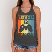 Level 12 Unlocked Video Gamer 12th Birthday Gaming Gift Women's Knotted Racerback Tank