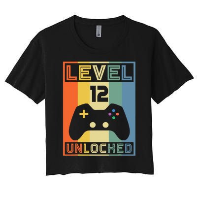 Level 12 Unlocked Video Gamer 12th Birthday Gaming Gift Women's Crop Top Tee