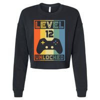 Level 12 Unlocked Video Gamer 12th Birthday Gaming Gift Cropped Pullover Crew